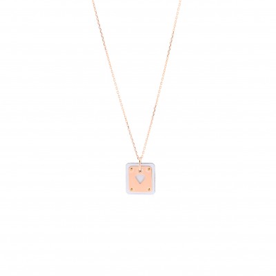 HERMÈS ROSE GOLS PLATED SWIFT AS DE COEUR NECKLACE BLEU BRUME 